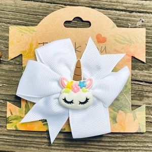 3” Grosgrain White Unicorn Bow
